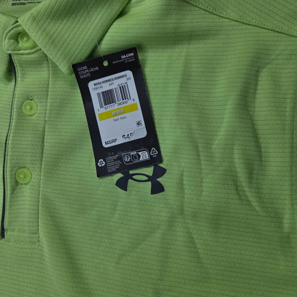Under Armour Heat Gear Tech Polo Mens Medium Green Short Sleeve Golf 1290140